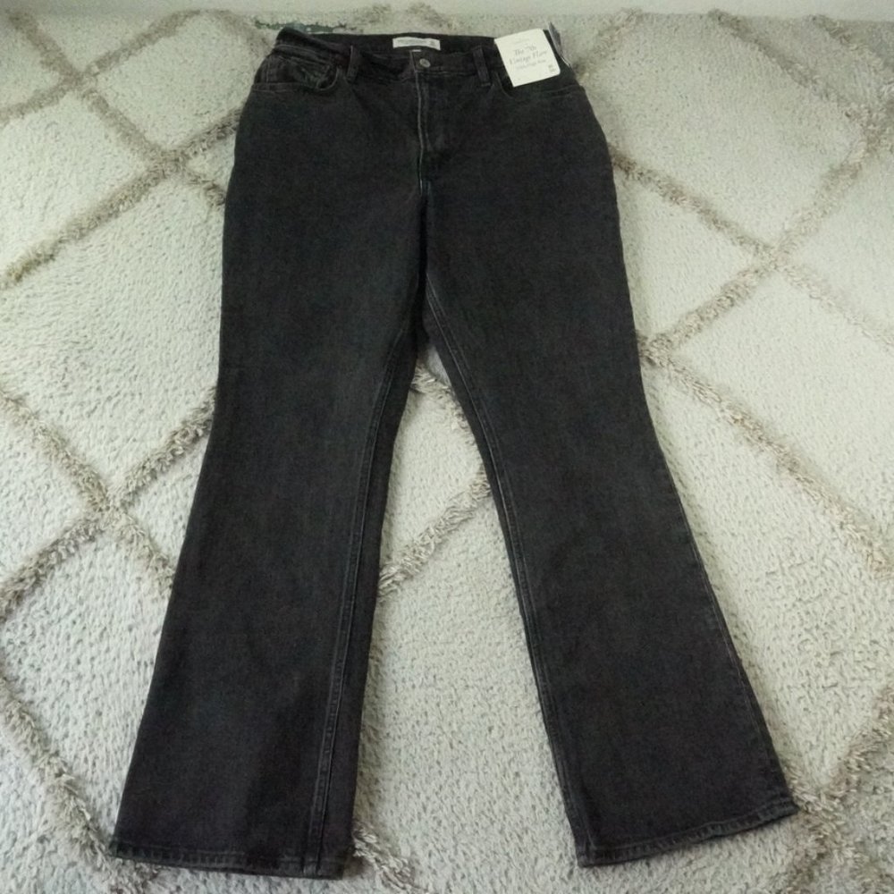 Abercrombie & Fitch 70s Vintage Flare Leg Jeans Curve Love Womens 30 Black Denim